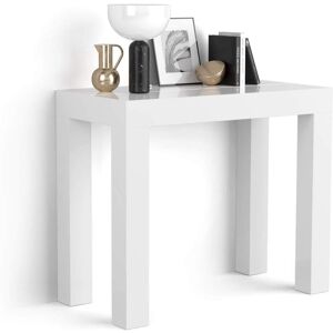 Mobili Fiver Table Console extensible, First, 45(305)x90 cm, Blanc laque brillant