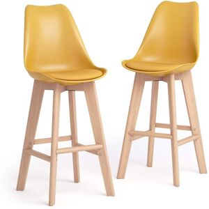 Mobili Fiver Tabourets scandinaves Greta, Lot de 2, Jaune Moutarde