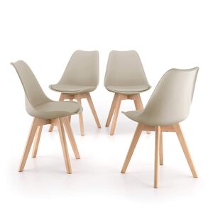 Mobili Fiver Chaises Scandinaves Greta, Lot de 4, Beige