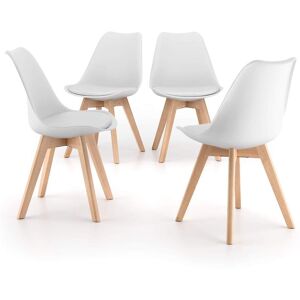 Mobili Fiver Chaises Scandinaves Greta, lot de 4, Blanc