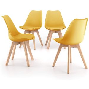 Mobili Fiver Chaises Scandinaves Greta, Lot de 4, Jaune moutarde