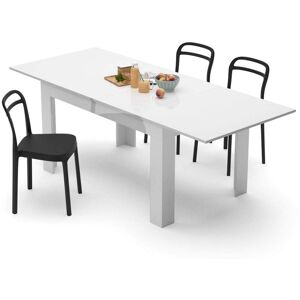 Mobili Fiver Table extensible Cuisine, Easy, 140(220)x90 cm, Blanc laqué brillant