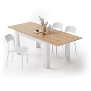 Mobili Fiver Table extensible cuisine, Easy, 140(220)x90 cm, Bois Rustique et Frene Blanc