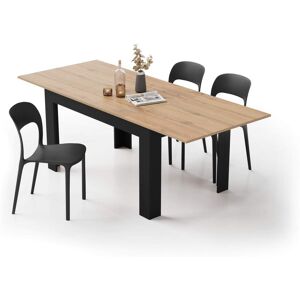 Mobili Fiver Table extensible cuisine, Easy, 140(220)x90 cm, Bois Rustique et Frene Noir