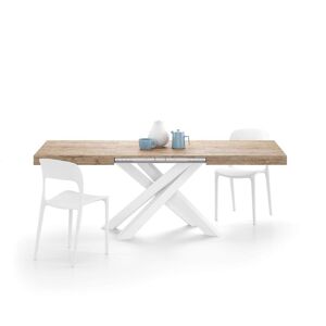 Mobili Fiver Table Extensible Emma 140220x90 cm Chene naturel avec Pieds Croises Blancs
