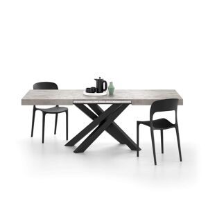 Mobili Fiver Table Extensible Emma 140(220)x90 cm, Gris Béton avec Pieds Croisés Noirs
