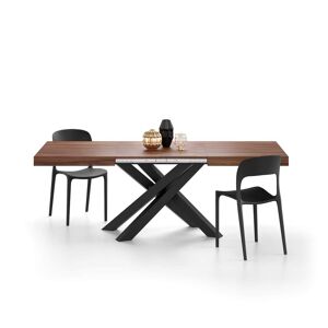 Mobili Fiver Table Extensible Emma 140(220)x90 cm, Noyer avec Pieds Croises Noirs