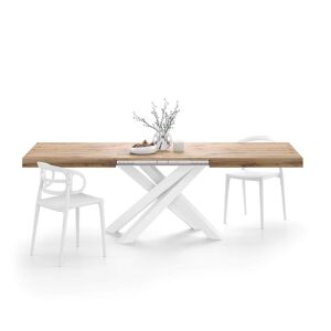 Mobili Fiver Table Extensible Emma 160(240)x90 cm, Bois rustique avec Pieds Croises Blancs
