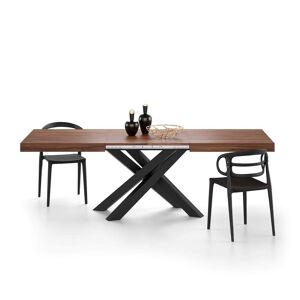 Mobili Fiver Table Extensible Emma 160(240)x90 cm, Noyer avec Pieds Croisés Noirs
