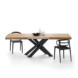 Mobili Fiver Table Extensible Emma 160(240)x90 cm, Bois rustique avec Pieds Croisés Noirs