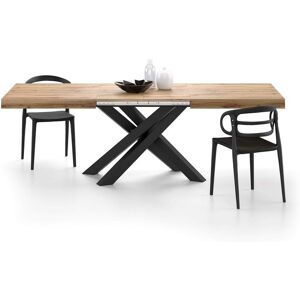 Mobili Fiver Table Extensible Emma 160(240)x90 cm, Bois rustique avec Pieds Croisés Noirs - Publicité