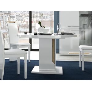 Mobistoxx Table repas ronde extensible DAYOKA 130 > 175 cm blanc brillant