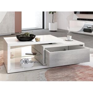 Mobistoxx Table basse GOLIATH 120 cm blanc brillant/beton