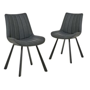 Mobistoxx Lot de 2 chaises OBI vintage anthracite/noir