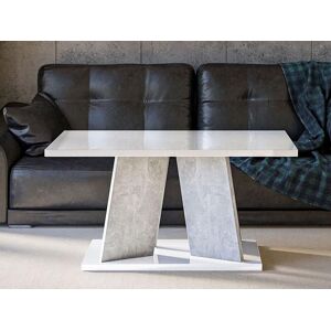 Mobistoxx Table basse rectangulaire MUFFALO 110 cm blanc brillant/béton