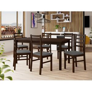 Mobistoxx Table repas ALMATA 160  200 cm marron avec 6 chaises coussins gris