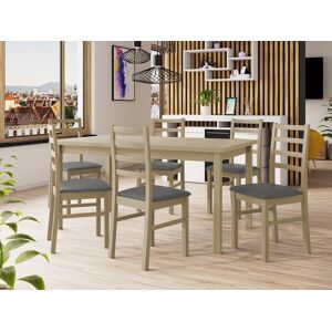 Mobistoxx Table repas ALMATA 160  200 cm sonoma avec 6 chaises coussins gris