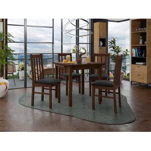 Mobistoxx Table repas AMENO 80  110 cm brun avec 4 chaises coussins noir