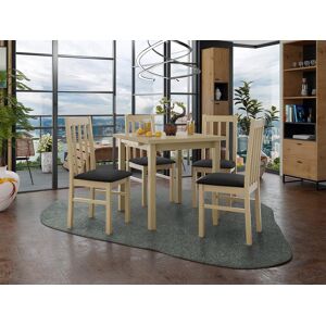 Mobistoxx Table repas AMENO 80  110 cm sonoma avec 4 chaises coussins noir