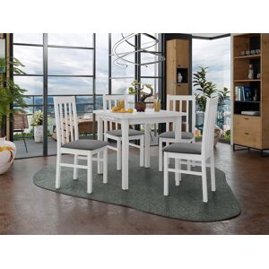 Mobistoxx Table repas AMENO 80  110 cm blanc avec 4 chaises coussins gris