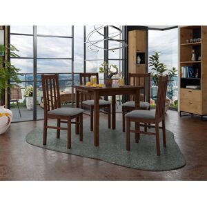 Mobistoxx Table repas AMENO 80  110 cm brun avec 4 chaises coussins gris