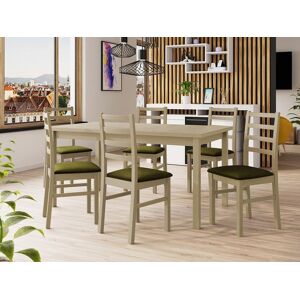 Mobistoxx Table repas ALMANAC 160  200 cm sonoma avec 6 chaises coussins vert