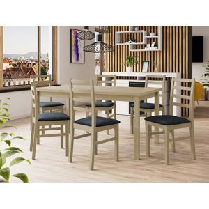 Mobistoxx Table repas ALMANAC 160 > 200 cm sonoma avec 6 chaises coussins gris