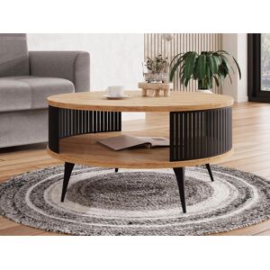 Mobistoxx Table basse ronde MOZAIKO Ø 75 cm noir/chene artisan