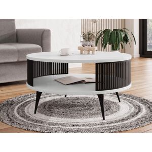 Mobistoxx Table basse ronde MOZAIKO Ø 75 cm blanc/noir