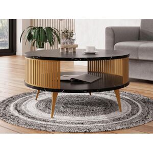 Mobistoxx Table basse ronde MOZARTO Ø 75 cm or/marbre noir