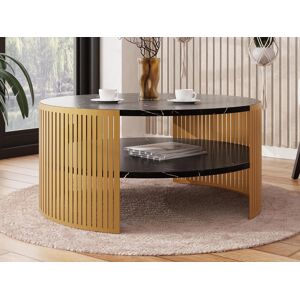 Mobistoxx Table basse ronde ZINVAR Ø 75 cm marbre noir