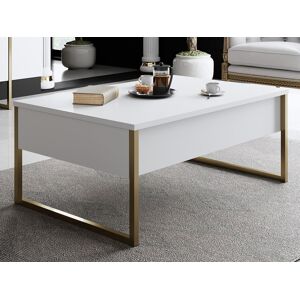 Mobistoxx Table basse LUXANA 90 cm blanc/doré - Publicité