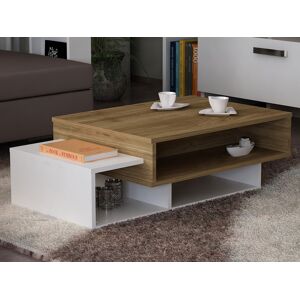 Mobistoxx Table basse rectangulaire TABLO 105 cm blanc/noyer