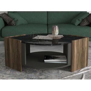 Mobistoxx Table basse MABELLE 75 cm noyer/noir