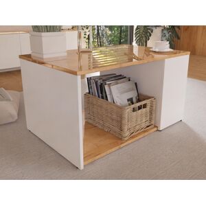 Mobistoxx Table basse LUCO 90 cm chêne brillant/blanc mat