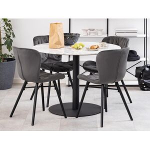 Mobistoxx Table repas LORBY Ø 105 cm marbre blanc/noir