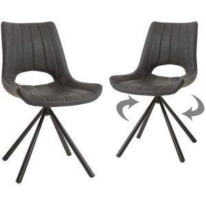 Mobistoxx Lot de 2 chaises pivotantes NERO noir vintage