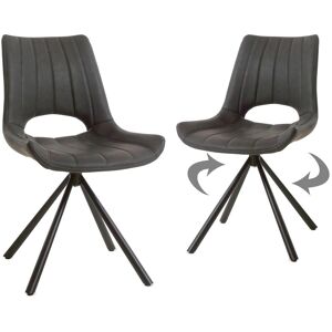 Mobistoxx Lot de 2 chaises pivotantes NENO vintage noir