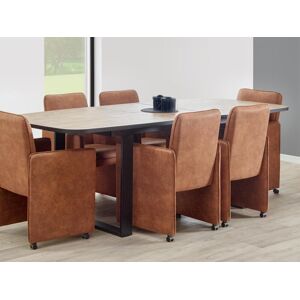 Mobistoxx Table repas extensible ALCANTARA 196  246 cm teck orange