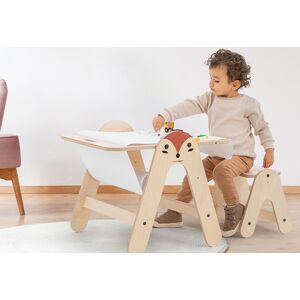 MamaToyz Table d?activite en bois brut + tabouret Renard ? 60 x 53 x 50 cm