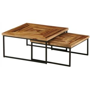 Athezza Table basse gigogne en bois – 80 x 80 x 40 cm - Publicité