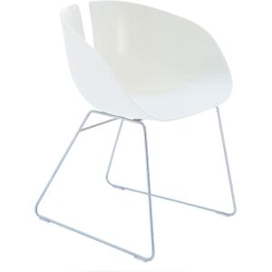 MOROSO chaise FJORD H. (Blanc / Inox satine - plastique / acier)