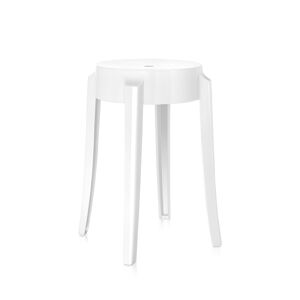 KARTELL tabouret CHARLES GHOST hauteur 46 cm (Blanc brillant - Polycarbonate coloré dans la masse)