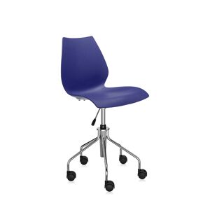 KARTELL chaise à roulettes MAUI (Bleu Marine - polypropylène coloré dans la masse / acier chromé)