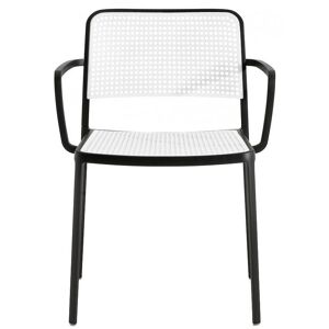 KARTELL set de 2 fauteuils AUDREY (Structure peinte en noir/ Assise blanche - aluminium / polypropylène) - Publicité