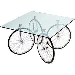 FONTANA ARTE table avec roues de bicyclette TOUR (Verre flotte biseaute - Verre)