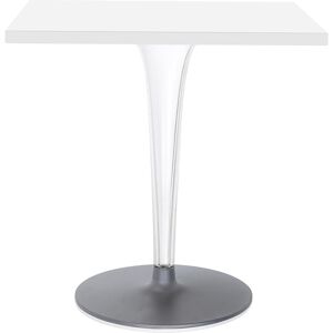 KARTELL table basse TOPTOP plateau carré et pied et base ronds (Blanc - Plateau laminé, base aluminium, jambe en PMM transparent) - Publicité