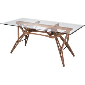 ZANOTTA table avec plateau en verre REALE (90x200 cm - Chêne teinté noyer)