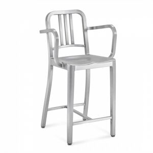 EMECO NAVY COUNTER STOOL WITH AMRS tabouret avec accoudoirs (brosse - Aluminium recycle)