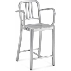 NAVY COUNTER STOOL WITH AMRS tabouret avec accoudoirs (brossé - Aluminium recyclé)